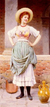ウジェーヌ・デ・ブラース Painting - 愛情深い視線を向ける女性ユージーン・デ・ブラース